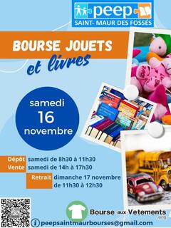 Photo de la bourse aux vêtements Bourse aux JOUETS et LIVRES ce samedi 16 novembre 2024