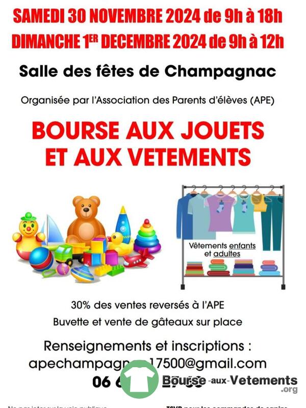 Bourse aux jouets et aux vêtements.