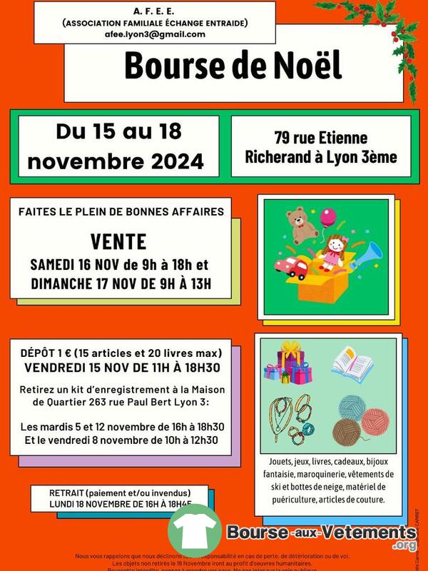 Bourse aux jouets, jeux, livres, cadeaux , puériculture,etc.