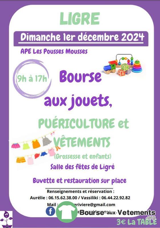 Bourse aux jouets de l'APE Rivière Ligré.