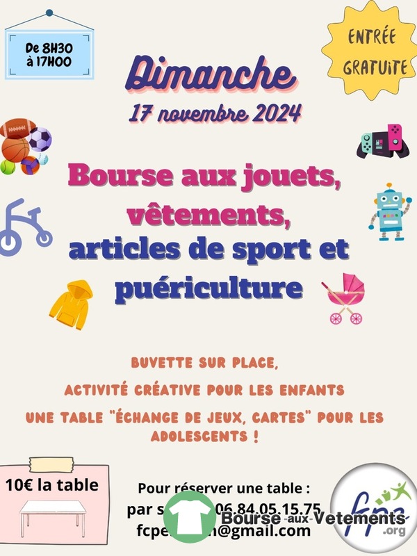 Bourse aux jouets, vêtements, articles de sport et puéricult