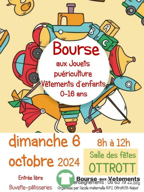 Bourse aux jouets, vêtements d'enfants 0-16 ans puériculture