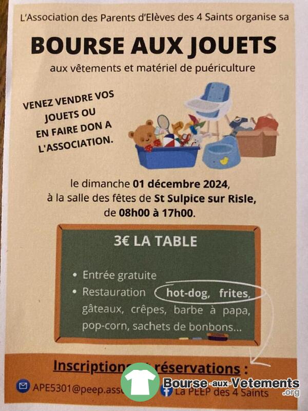 Bourse aux jouets, aux vêtements et matériel de puériculture