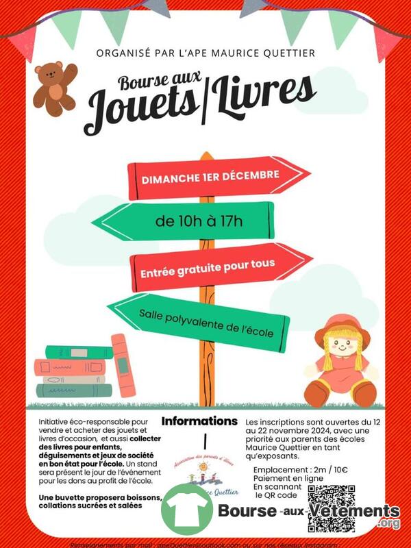 Bourse aux Jouets,livres,puériculture .ape Maurice Quettier