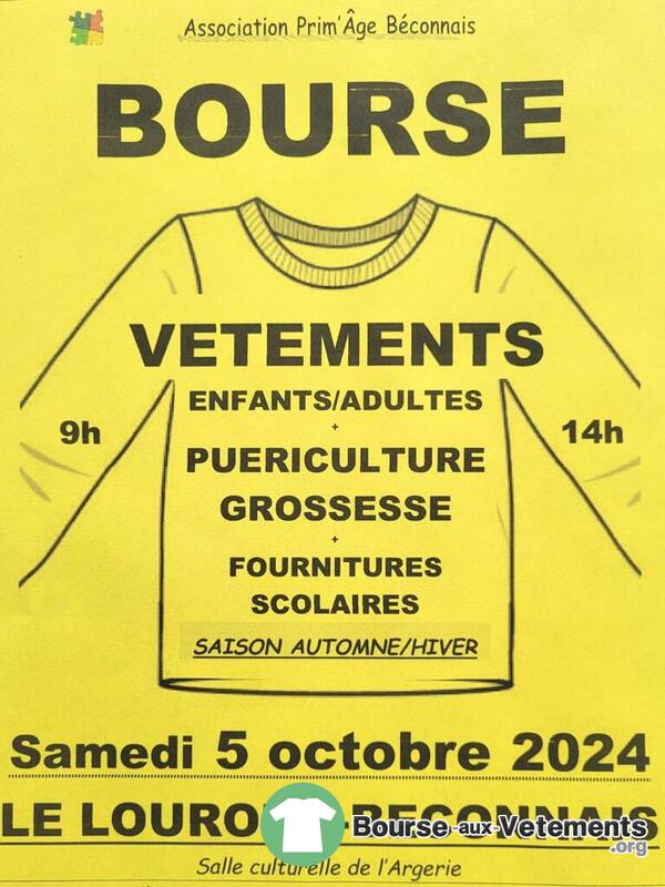 Bourse aux vêtements enfants adultes scolaire puériculture