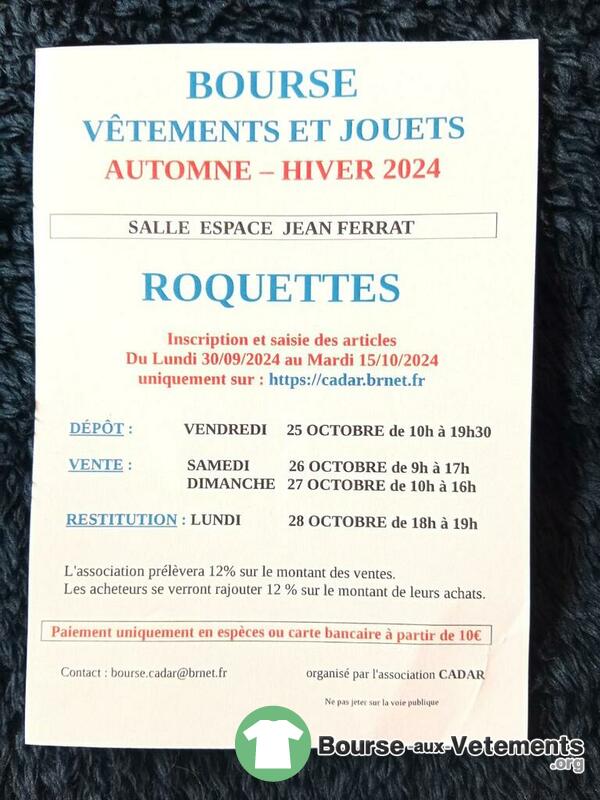 Bourse vetements jouets et puericulture