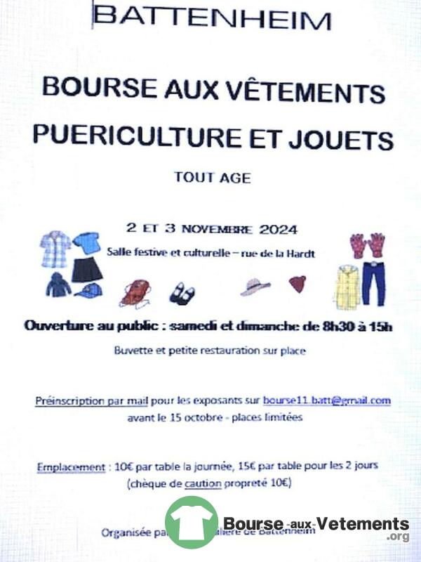 Bourse aux vêtements tout âge, puériculture, jouets