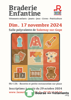 Photo de la bourse aux vêtements BRADERIE ENFANTINE 17 Novembre 2024 9H00 à 13H00