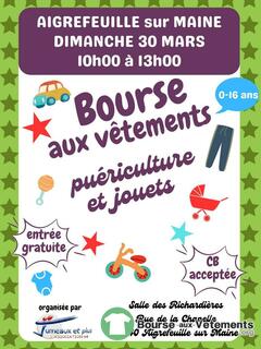 Photo de la bourse aux vêtements Braderie puériculture, vêtements 0-16 ans, jeux jouets livre