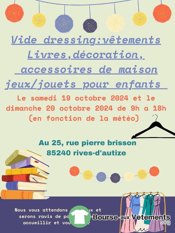 Vide dressing, placard : vêtements, accessoires de maison..