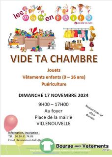 Photo de la bourse aux vêtements Vide ta chambre (jouets, vêtements enfants et puériculture)